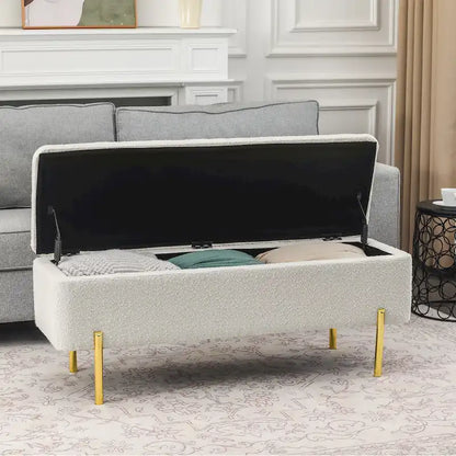 Banc coffre de rangement Adeco 47 pouces, banc de bout de lit rembourré