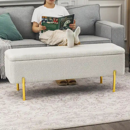 Banc coffre de rangement Adeco 47 pouces, banc de bout de lit rembourré