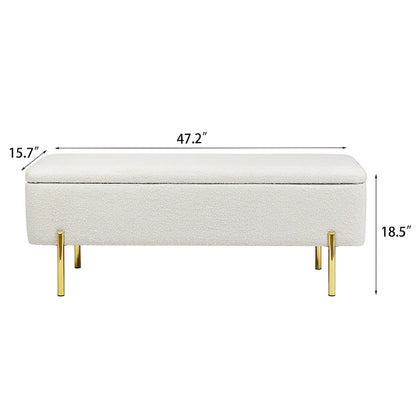 Banc coffre de rangement Adeco 47 pouces, banc de bout de lit rembourré